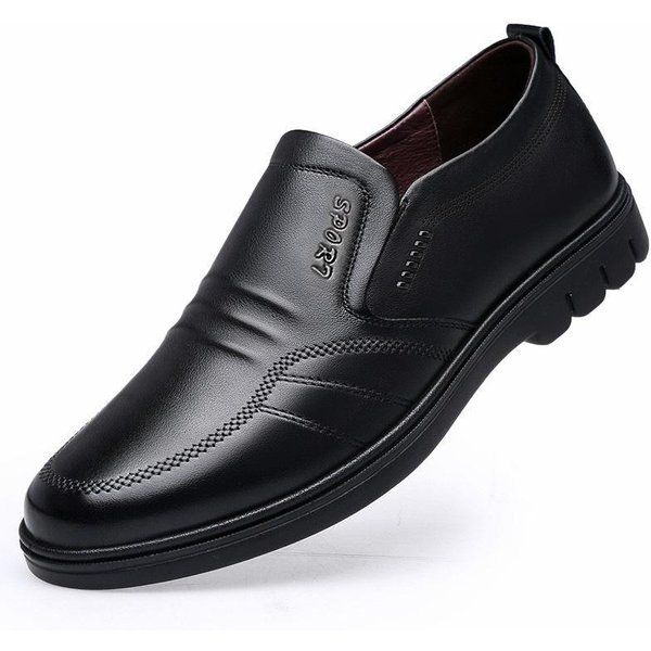 Zapatos De Cuero Nuevos Para Hombre, Cuero Suave, Suela Blanda, Antideslizantes, Casuales, Ropa De Hombre VersáTil, Zapatos De Cuero Para Hombre, Formales De Negocios 44 Black-image