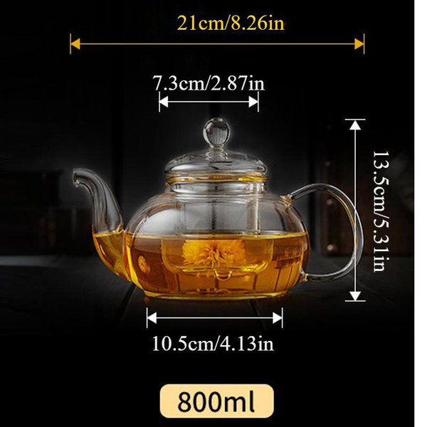 Tetera De Vidrio Resistente Al Calor De 400 Ml/1000 Ml, Tetera De Flores, Juego De Té Kung Fu, Colador De Té, Infusor, Tetera De Cebada Puer-Oolong.-image