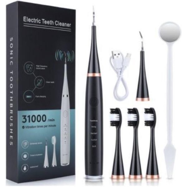 Removedor De CáLculo Dental UltrasóNico EléCtrico, Limpiador De Dientes, Limpieza Dental, Eliminador De Sarro, Cuidado Bucal Luxury Version Negro-image