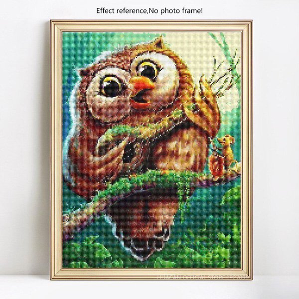 5D DIY Diamante Pintura Animal BúHo Completo Redondo Bordado Venta Imagen De Diamante De ImitacióN 20X30-image