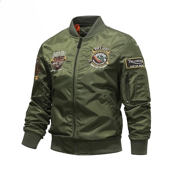 Wiosna I Jesień Nowa Kurtka Pilotka Air Force MA1 MęSka Heavy Industry Haftowany Mundur Baseballowy DużY Rozmiar Kurtka Robocza Modna XXL Gray-image