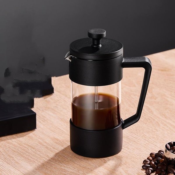 Cafetera Francesa Multifuncional De 350 Ml Con Filtro, Color Negro, De Vidrio Transparente Black-image
