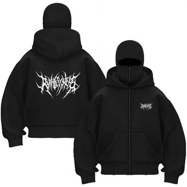 Sudadera Con Capucha Para Hombre Con Bolsillos Con Capucha Incorporados, Cierre De Doble Cremallera, Sudadera Con Capucha Esencial De Estilo Urbano De Corte Holgado, DiseñO De PuñOs Acanalados XXL Negro-image