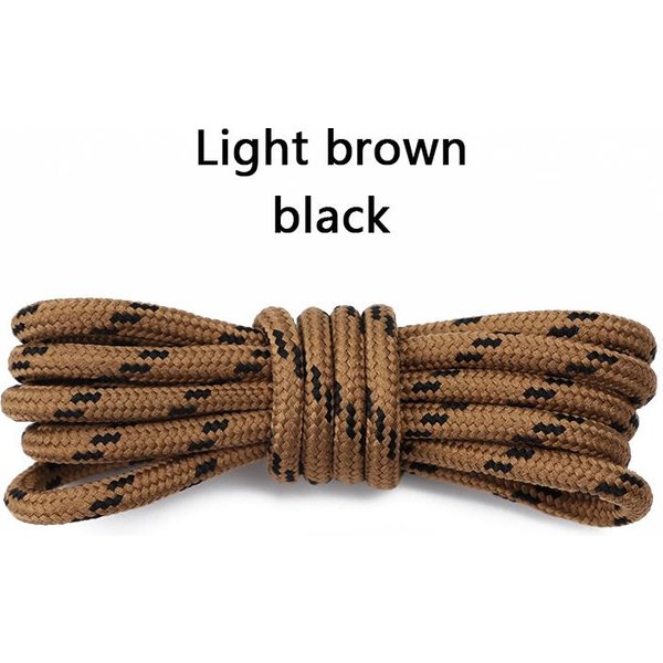 Cordones Redondos SóLidos Para Zapatillas De Deporte, Botas Martin Para Senderismo Al Aire Libre, Cordones Para Zapatos Deportivos, Cordones De Puntos De Flores Para NiñOs Y Adultos, 1 Par 120Cm-Light Brown Black Black-image
