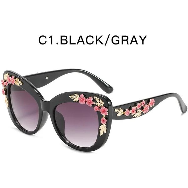 Gafas De Sol Cat Eye Retro De Moda Gafas Decorativas Elegantes Rosas Moda DiseñO Retro Gafas De Sol De Flores Para Mujer Vintage Metal Gafas De Sol As The Picture-image
