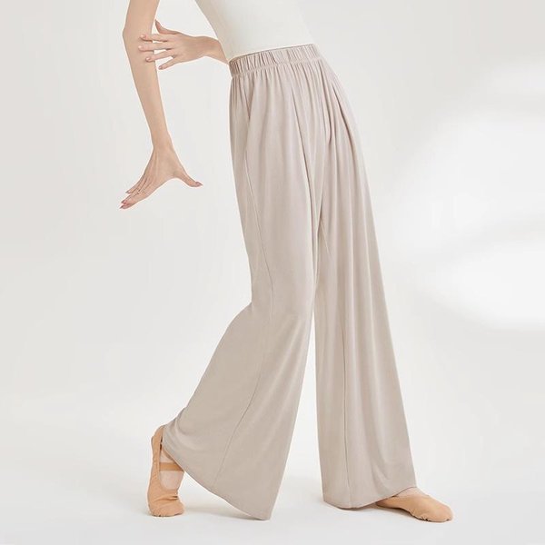 Pantalones De Danza Moderna Pantalones De Danza Nuevo Estilo Pantalones Anchos Drapeados Traje De Danza China Holgado Ropa De PráCtica De Danza CláSica Para Adultos L White-image