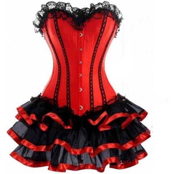 Kobiety Sexy Burlesque Overbust Gorset Z Mini Tutu SpóDnica Fantazyjne Sukienki Kostium Xl-image