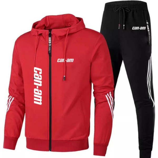 Can Am Team Spyder Motocykle Drukowane MęSkie Zestawy Jesienno-Zimowe Bluza Z Kapturem Na Zamek + Spodnie DwuczęśCiowy Dres Odzież Sportowa Dresy M Red-image