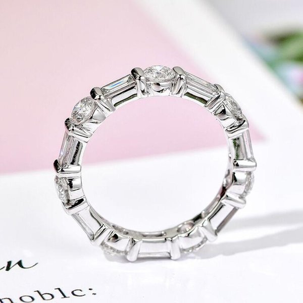 Anillo De Zirconio Plateado Incrustado Con Moda Europea Y Americana Anillo Simple Para Mujer No. 10-image