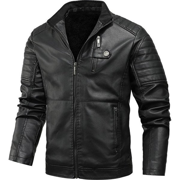 Nueva Chaqueta De Terciopelo OtoñO E Invierno Chaqueta De Cuero PU Corte Ajustado Chico Duro Juventud Chaqueta De Cuero Para Motocicleta 5XL Gray-image