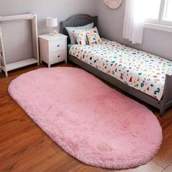 Luksusowy Szary Owalny Dywan Tie-Dye Do Salonu, Dywanik Pod Kanapę, MięKki Puszysty Dywan Do Sypialni, Pluszowy Dywan Do Pokoju DziecięCego, WystróJ Domu 80X160CM (2.6X5.3FT RóżOwy-image