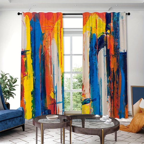 Zestaw 2 Paneli ZasłOny Z Nadrukiem Obrazu Olejnego Van Gogha GwieźDzista Noc Z Tunelem Na Karnisz ZasłOna Do Salonu Sypialni Biura Kuchni Gabinetu Dekoracja Domu 2X50W100H(Cm)&Rod Pocket-image