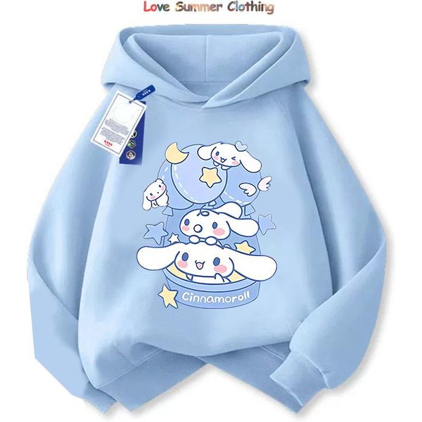 DziewczęCa Bluza Z Kapturem SłOdkie Bluzy Cinnamoroll Bluza Z Kapturem Dzieci KreskóWkowy Pies Ubrania ChłOpięCa Bluza Z Kapturem DziecięCa Codzienna GóRa 140 White-image