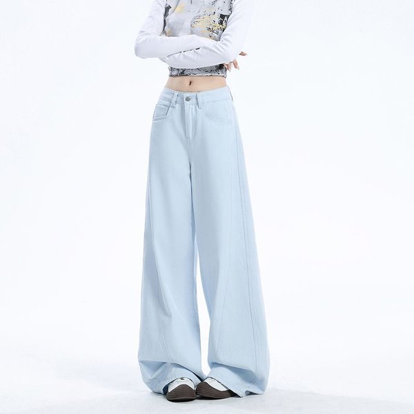 Pantalones Vaqueros De Pierna Ancha CaíDos Hasta El Suelo Para Mujer Primavera Pantalones Rectos Ajustados Para Mujer Primavera Y Verano Pantalones De Primavera Para Mujer XL-image
