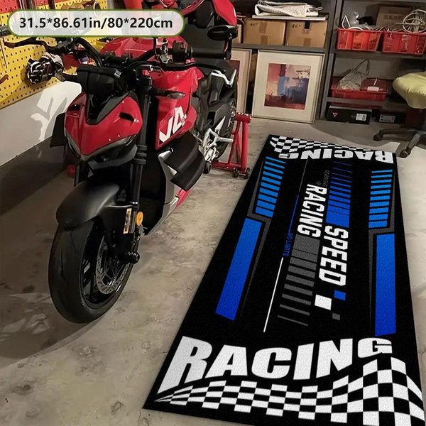 Mata PodłOgowa Do Motocykla AntypośLizgowy Dywanik Do GarażU Styl WyśCigowy Mata Do Ekspozycji Motocykla WewnąTrz Na ZewnąTrz Dywanik Parkingowy WystróJ Domu 80X200Cm 31X80Inch-image