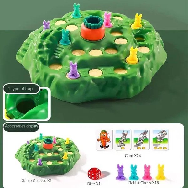 Trampa Para Conejos Zanahoria Tablero De Mesa Juego De Defensa DesafíO Fiesta Familiar Padre-Hijo Aprendizaje Interactivo Enfocado En El Juego De Rompecabezas Juguete Regalo W13164WW- Blue-image