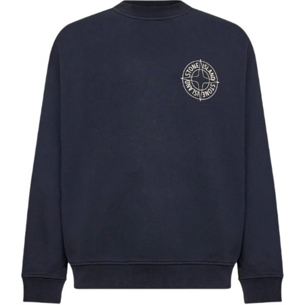 Sudadera De Manga Larga Con Cuello Redondo De Canalé Y Letras De Ajuste Holgado Para Hombre Stone Island Ss26 Sudadera L1S156100001S0283-V0020 XL Gray-image