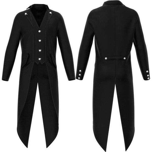 Traje De Chaqué Retro Para Hombre Chaqueta GóTica Steampunk Chaqueta Larga Victoriana Frac Cosplay Masculino Un BotóN Uniforme Golondrina L-image