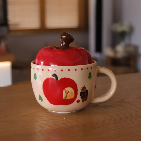 Taza Creativa De Apple Taza De CeráMica Pintada A Mano Taza Para Pareja Taza Para Agua Regalo De CumpleañOs Para Mejores Amigos Souvenir Taza De Café Para El Hogar 301-400Ml-image
