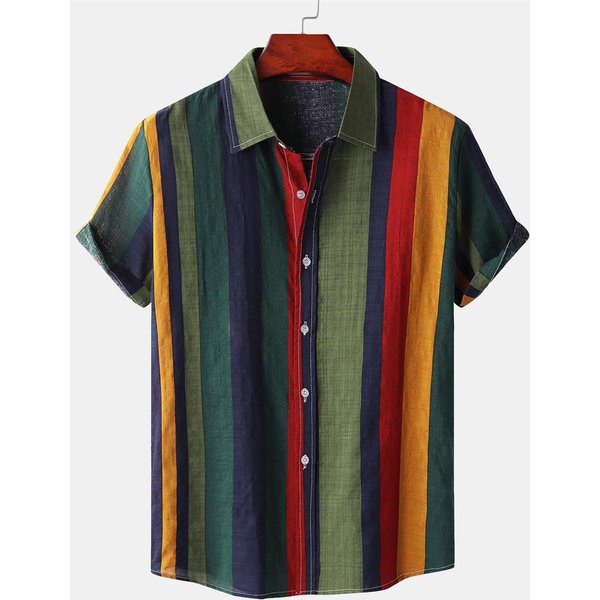 Nueva Camisa Hawaiana De Verano Para Hombre Casual Con Flores Coreana Retro Estampado GeoméTrico Manga Corta Botonadura Superior Talla Holgada Camisa De Manga Corta 5XL-image
