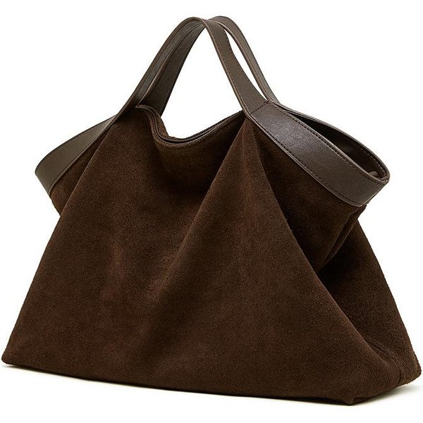 Burminsa Oryginalna SkóRzana Zamszowa Torba Hobo Dla Kobiet DużA LuźNa Na Ramię Crossbody Tote Vintage Torba Do Pracy Kawowy-image