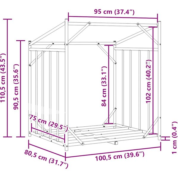 Stojak Na Drewno OpałOwe Z Pokrowcem Przeciwdeszczowym 100,5 X 80,5 X 110,5 Cm-image