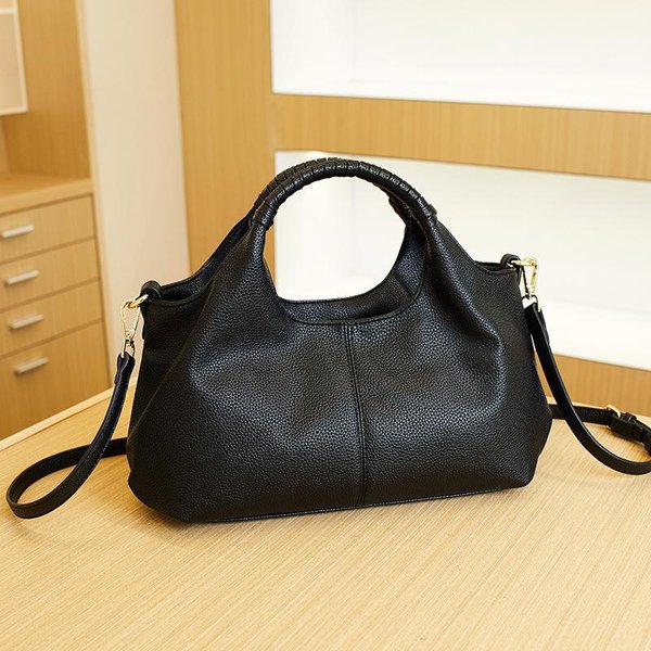 Bolso Vintage Para Mujer Casual Cuero Suave Cruzado Hombro ÚNico Clase Viajero Bolso Grande Moda Bolso Tote Bajo El Brazo Negro-image