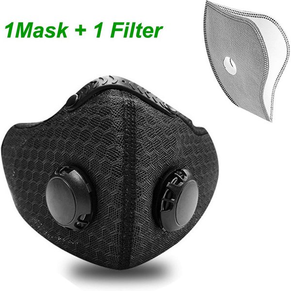 Tcare MáScara Facial Para Ciclismo Con Filtro PM2.5 Anti ContaminacióN CarbóN Activado VáLvula De RespiracióN Gorra Para Boca De Bicicleta Negro-image