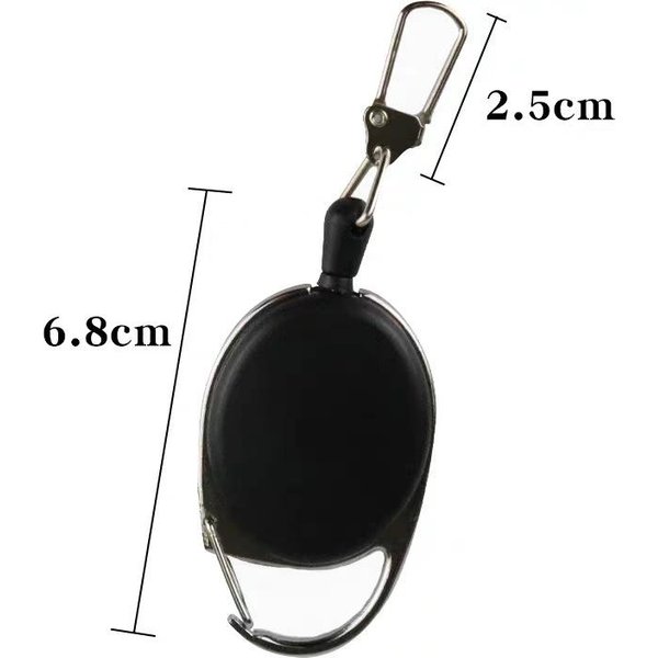 Llavero Soporte Para Llavero Llavero Retraer CinturóN Cuerda Carrete Retroceso Insignia CordóN Clip Multiherramienta Negro-image