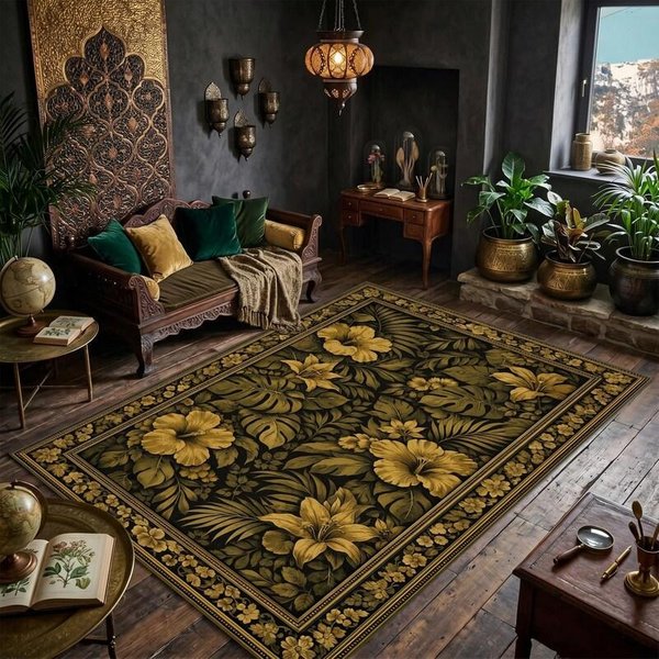 Ciemne TłO Vintage Obraz Olejny Kwiatowy Dywanik MięKki DużY Dywan PodłOgowy Retro Dekoracja Salonu Mata 40X60Cm-image