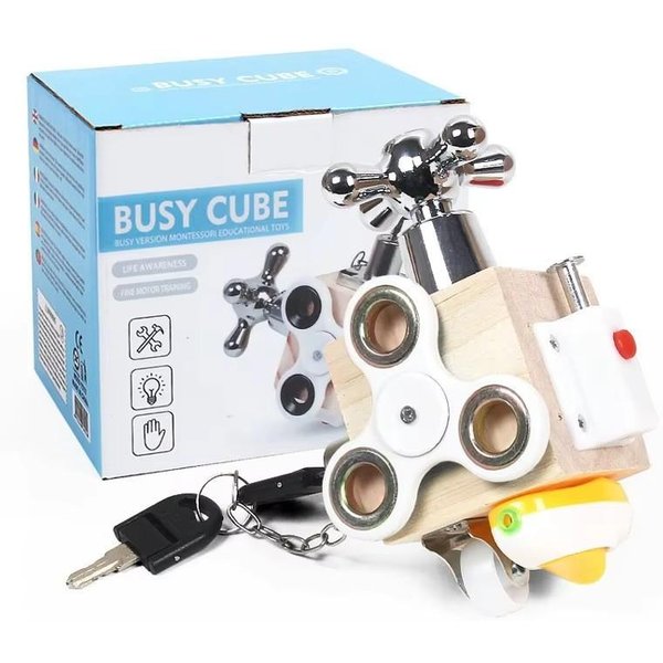 Drewniana Kostka Sensoryczna Fidget Toy Dla Dzieci I DorosłYch Montessori Edukacyjna PodróżNa Sensoryczne Tablice AktywnośCi Do Nauki Podstawowych UmiejęTnośCi ŻYciowych White-image