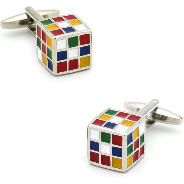 Gemelos Cubo De Rubik Igame Multicolor DiseñO De Cubo MáGico 3D Material De LatóN De Calidad Gemelos Para Hombres White-image
