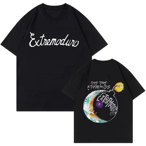 2026 Moda Unisex Banda De Rock Extremoduro Estampado Camiseta De Manga Corta Hombres Mujeres GráFica Vintage Camiseta Y2K Hip Hop Camisetas Tops Ropa XL Beige-image