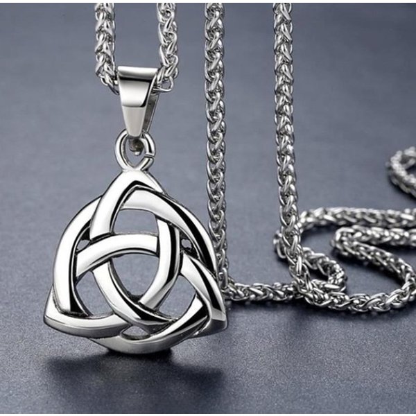 Klasyczny WęZeł TróJcy WęZeł Celtycki Naszyjnik Z Wisiorkiem Modny SzczęśLiwy Irlandzki WęZeł Czarownicy Amulet BiżUteria Unisex-image