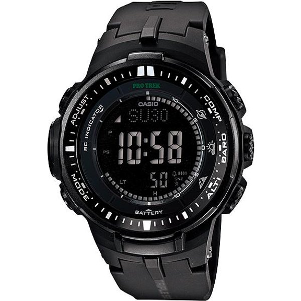 Reloj De Pulsera Casio Para Hombre De Resina 100M Resistente Al Agua Con Alarma AnalóGica De Cuarzo PRW-3000-1A Negro-image