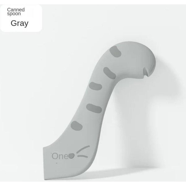 Cuchara Para Mascotas, Abrelatas Multifuncional, Cuchara Mezcladora De Alimentos HúMedos, Tapa De Sellado De Latas De Silicona Para Gatos, Accesorio De Almacenamiento De Alimentos Para Perros Gris-image