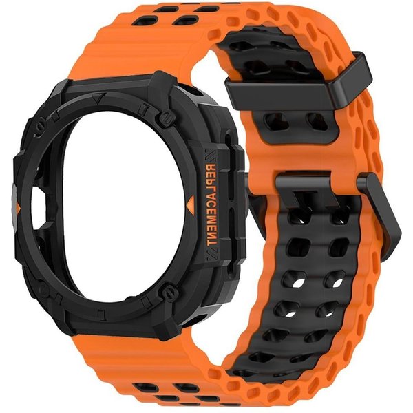 Nowe Etui Armor + Pasek Do Samsung Galaxy Watch Ultra(2025) 47Mm Ultra(2025) 47Mm Pasek Sportowy Silikonowy Pasek Do Zegarka Correa Bransoletka Ga Galaxy 7Ultra 47Mm Black-image