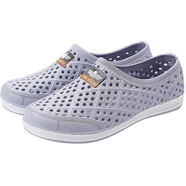 Zapatos De Playa Para Hombre De Verano Suela Gruesa Antideslizantes Huecos Transpirables Zapatos Casuales Para Correr 43 Gris-image