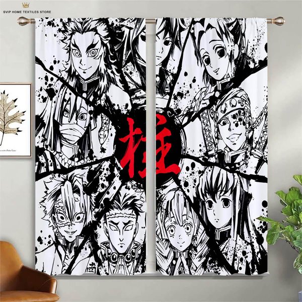 ZasłOny Z Nadrukiem KomiksóW JapońSkich, GorąCzkowa Animacja, Salon, Gabinet, PokóJ DziecięCy, Dekoracyjne, ŁAtwe Do Prania, 2 Szt. W50X130H(Cm)X2Pcs&Rod Pocket-image