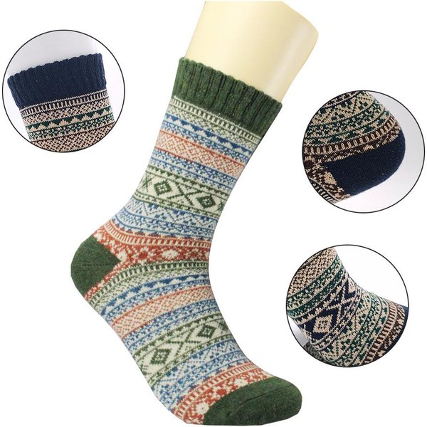 5 Pares Calcetines De Lana Para Mujer Hombre Vintage Invierno CáLidos Gruesos Acogedores Calcetines Tejidos Casual Suaves Gray-image