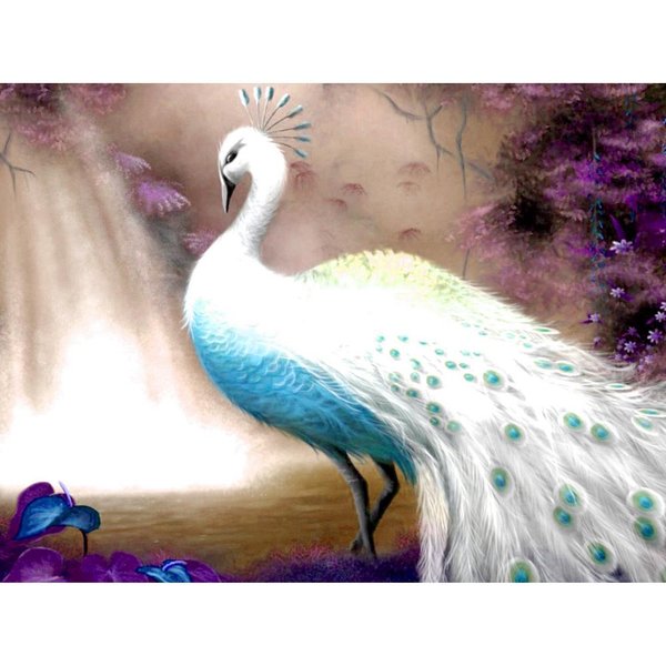 Pintura De Diamantes Redondos Completos DIY Punto De Cruz Animal 5D Bordado De Diamantes Pavo Flores Diamante 20X30CM-image