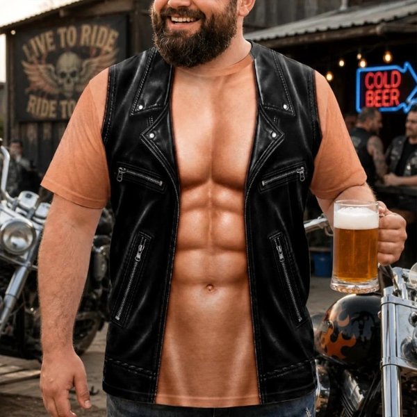 Letnia Moda Wygodna LuźNa DużA Koszulka WzóR MięśNiowy Drukowana 3D Casualowa OddychająCa Sportowa Wszechstronna OkrąGłY Dekolt KróTki RęKaw MęSka Koszulka 3XL-image