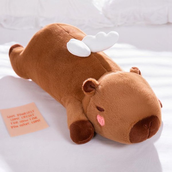 60Cm-100Cm Kawaii KreskóWka Gigantyczna Kapibara Pluszowa Lalka Poduszka LeżąCa BrąZowo-PomarańCzowa SkrzydłA Kreatywna Kapibara Pluszowa Zabawka WystróJ Domu About 100Cm-image