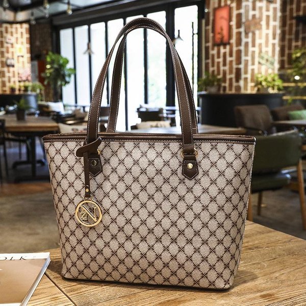 Primavera Y Verano Nuevo Bolso Tote VersáTil Europeo Y Americano Retro Y A La Moda Estampado Gran Capacidad Para Ir Al Trabajo Bolso De Hombro Mujeres White-image