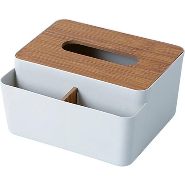 1 Caja De PañUelos De Escritorio Con Tapa De Madera, Caja Para Guardar PañUelos, Organizador MultifuncióN Para El Hogar Y La Cocina.-image