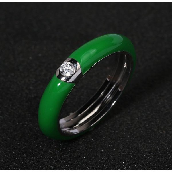 Kreatywny PierśCionek Dla Kobiet Europejski I AmerykańSki Retro Emaliowany PierśCionek W Kolorze PozłAcany Minimalistyczny No. 9 Green-image
