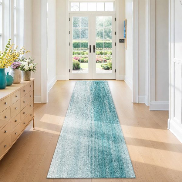 Turkusowy Ombre Dywanik Biegacz Nowoczesny Abstrakcyjny WzóR Mata PodłOgowa WewnęTrzna Do Korytarza WejśCia Dekoracja Domu Akcent 50X150Cm-image