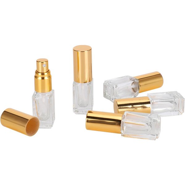Atomizador De Perfume PortáTil De Viaje Recargable Con Botella De Spray De Perfume VacíA De Vidrio De 5 Ml(3Mlcabeza Dorada )-image