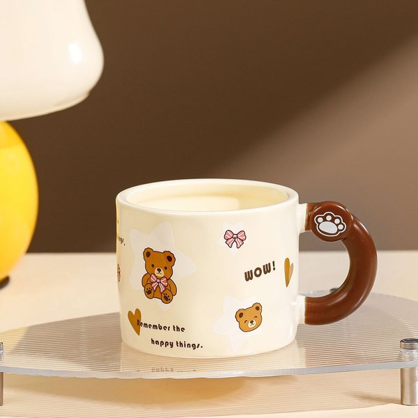 Uroczy Uroczy NiedźWiedź Pojedynczy Kubek KreskóWkowa Dziewczyna Kubek Ceramiczny Wysoko WygląDająCy Dom ŻAroodporny Kubek MałY Prezent Kubek Do Wody 360ML-image