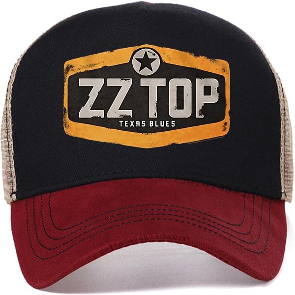 Gorra De BéIsbol Con Estampado ZZ Top Texas Blues, Gorras Casuales De Moda Para Exteriores, Gorras De Sol De Verano, Gorras De Camionero De Malla Ajustables, Gorra Snapback Para El Sol Adjustable Rojo-image